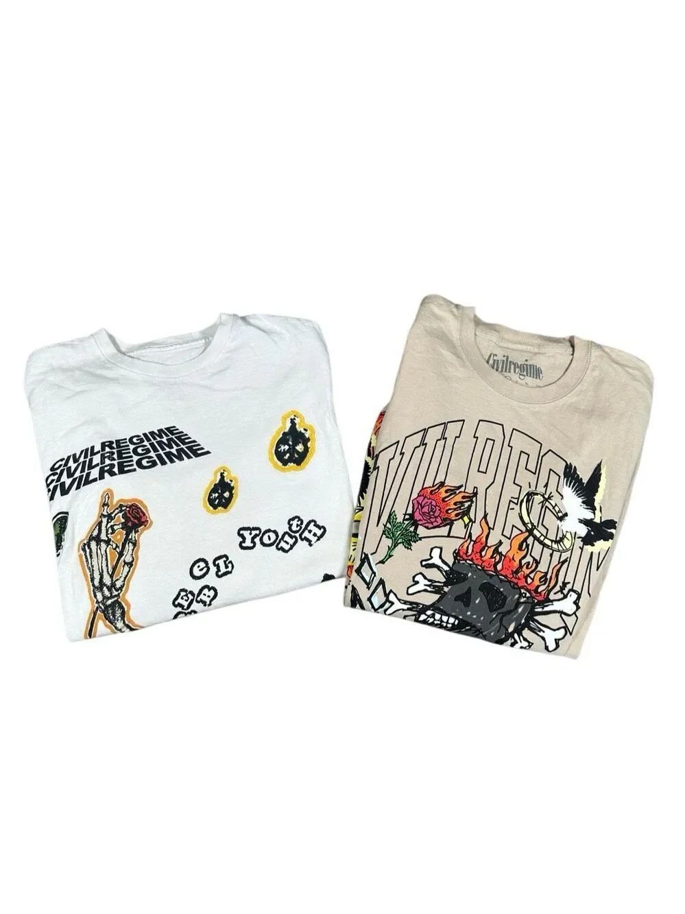 civilregime graphic t shirt bundle pump covers gym unisex size M colorful tees